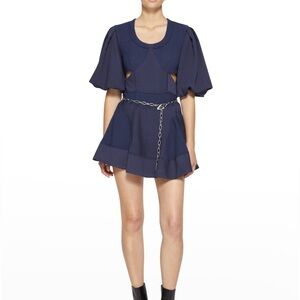 SIMKHAI Journey Mixed Texture Balloon-Sleeve Mini Dress Size 4